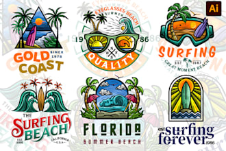 create a tshirts vintage summer surfing  for your brand