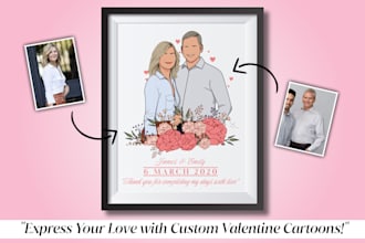 draw faceless cartoon art for valentine day and family portraits
