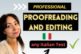 professionally proofread edit and rewrite any text and ai content in italian