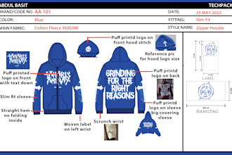 design professional clothing tech pack for your fashion line