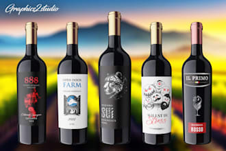 do professional and creative wine label designs