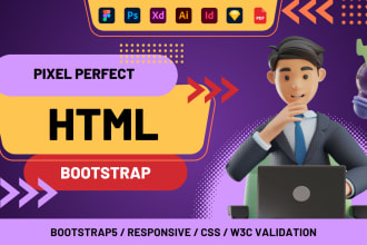 convert figma to html, psd to html, xd to html bootstrap responsive