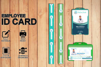 design modern id card, badges, lanyards within 8 hours