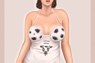draw girl in semi realistic manhwa style nsfw sfw