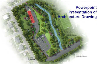 create powerpoint presentation of architecture drawing or photoshop rendering