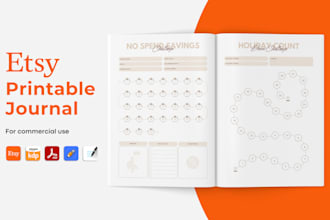design custom printable planner, printable journal, calendar or notebook