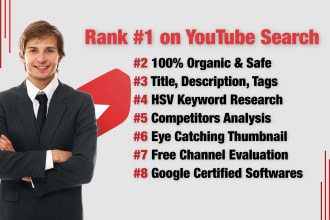 be professional youtube channel manager, video SEO expert