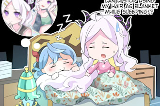 hand draw short comic in chibi anime style