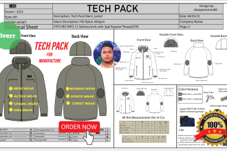 design technical fashion flat sketch clothing garments cad illustrat manufacture