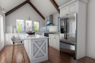 design 3d kitchen interior and custom closet rendering