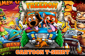 do custom t shirt design with cartoon style for your brand