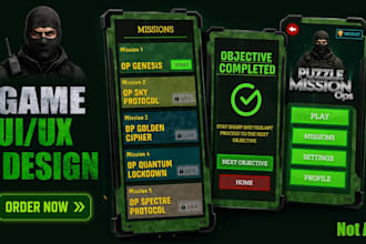 design modern mobile game UI, hud, menu and inventory