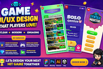 design 2d 3d game UI for mobile, PC and unity