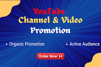 organic youtube channle and video promotion genuine audience
