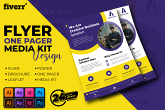 design stunning one pager, marketing flyer, media kit, brochure, and sales