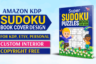 make sudoku word search puzzle mazes activity book cover design for amazon kdp
