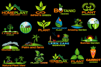 design home garden vegetable and plant nursery related logo