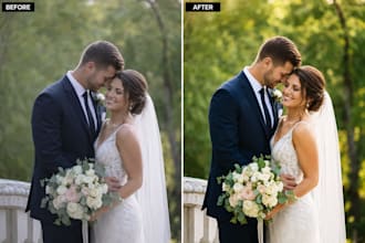 professionally retouch and enhance wedding photos in photoshop