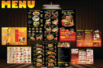 do restaurant menu card, flyer, banner and poster designing