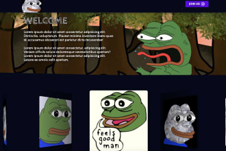 create a pepe meme nft landing page using react js