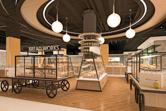 design of commercial interior bakery and super shop