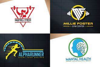 design sports, gym, fitness and clothing brand logo in 24hr