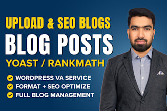 upload and SEO optimize your wordpress blog posts as your virtual assistant