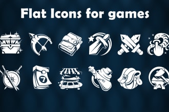 design 2d flat UI icons, items, skills for your games