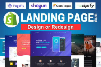 design shopify landing page one product page shopify store with pagefly,gempages