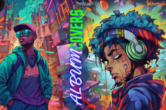 create 2d anime hip hop album covers