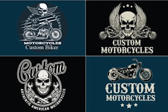 design motorcycle skull and biker club logo