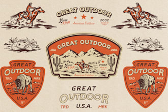 draw vintage retro badge outdoor design for logo or  t shirt