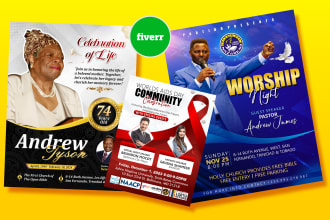 funeral flyer, event, obituary and program in 4hrs