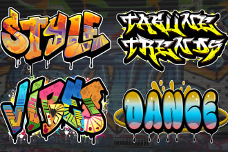 do graffiti and typography logo for text, tags, merchandise and t shirts