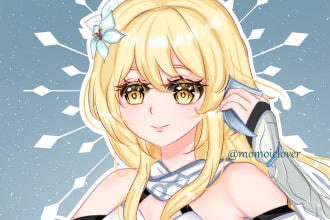 draw your character, vtuber, oc in cute anime art styles