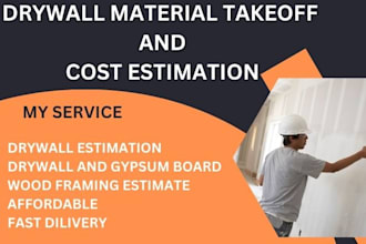 provide drywall material takeoff and cost estimation