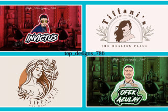 do cartoon barber logo design for shop and beauty salon