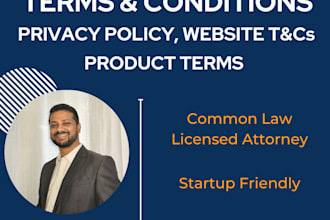 draft your legal policy, terms and conditions and agreements