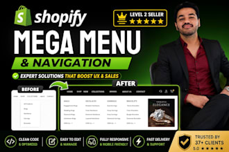 create a shopify mega menu, navigation and custom coding