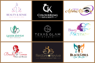 design skin care, cosmetic, spa, hair salon, wellness feminine beauty logo