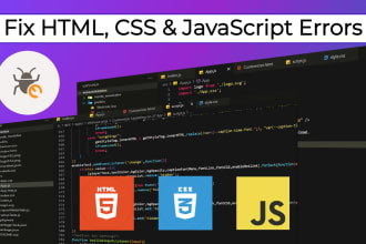edit or fix any HTML, CSS, javascript code errors or bugs
