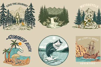 do create vintage retro outdoor illustration t shirt design