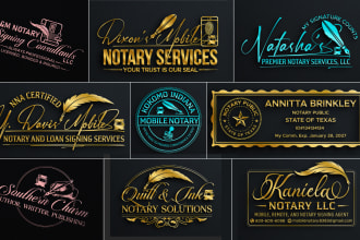 design 5 notary public author stamp loan signing agent signature logo