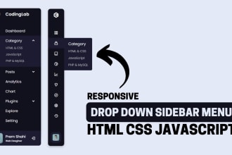 custom sidebar menu creation using HTML, CSS, and javascript