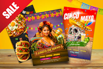 do cinco de mayo flyer, card fiesta social media post banner poster mexican menu