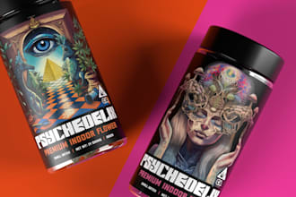 do hand drawn cannabis packaging design