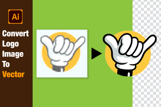do manual vector tracing, redraw logo image raster to vector
