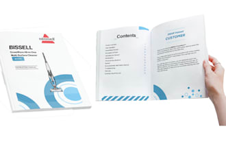 design PDF booklet, product descriptions, user manual, guides, training