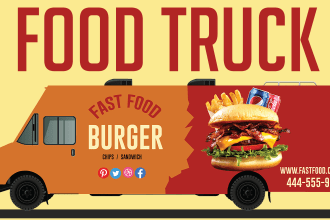 food logo food van wrap design, pickup truck exclusive branding food truck wrap