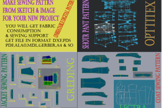 make garments sewing pattern, flat sketch and tech pack